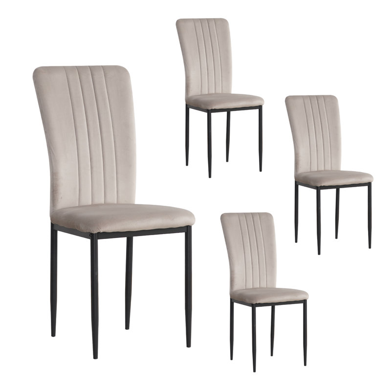 Ensemble de 4 chaises de salle à manger rembourrées en velours avec pieds en métal