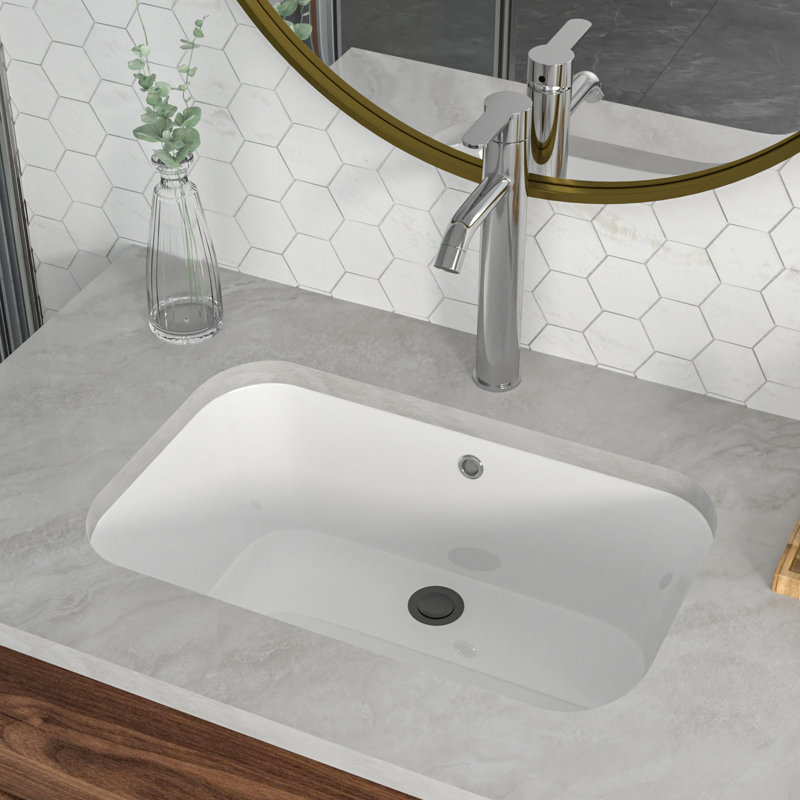Lavabo de salle de bain encastré en céramique avec trop-plein 22 po. L 22 po x l 15 po.
