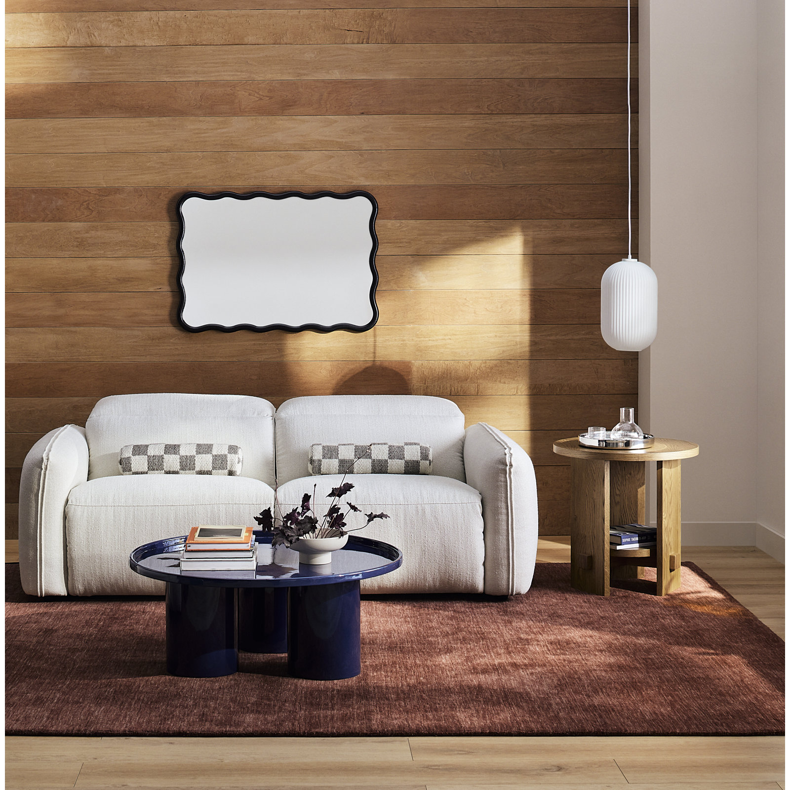 Pompeo 86" Reclining Sofa, Warm White Basketweave