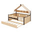 Lit de jour avec lit gigogne et étagères intégrées, structure de baldaquin en forme de maison pour chambres d'enfants-448994476-448994478