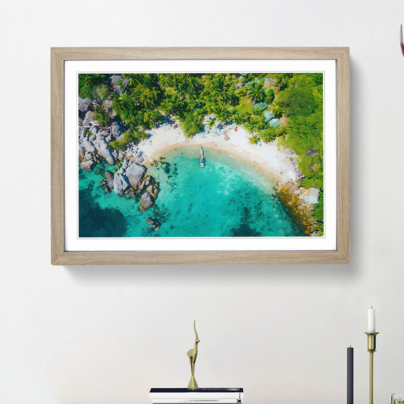 Boat in Ko Tao Thailand - Picture Frame Photograph Print, Oak Framed, 48cm H x 65cm W x 2cm D