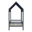 Finition bleu marine lit plateforme simple lit à baldaquin en tissu, ensemble de meubles de chambre à coucher en bois moderne 1pc-277386294