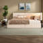 Lits doubles modernes avec rangement, éclairage DEL USB, revêtement en molleton beige et cadre en bois