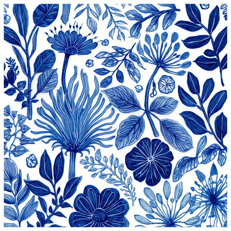 Coussins décoratifs Blue Botanical Illustration, 18 po x 18 po