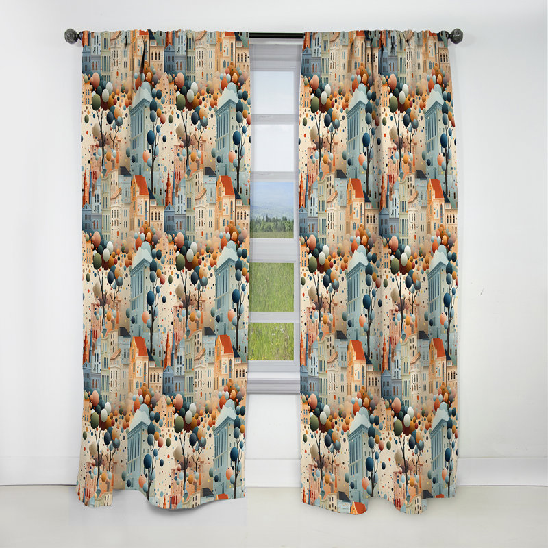 Motif de pois architecturaux Splendor II - rideau occultant abstrait - 1 panneau, L 52 po x L 95 po