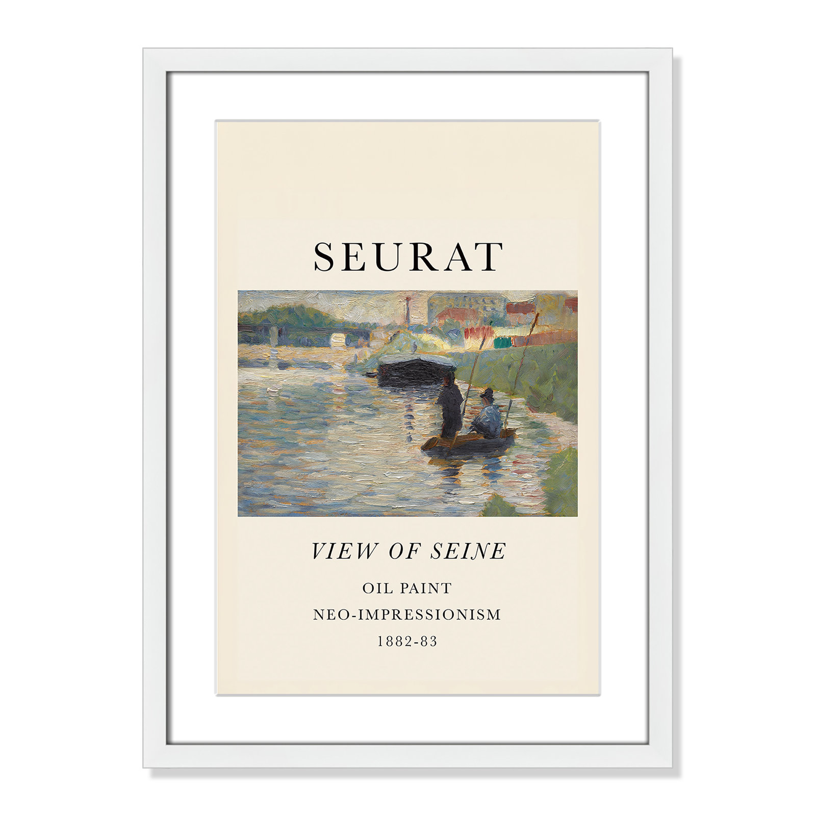 View Of Seine by Georges Seurat, Yes, 23" H x 17" W x 1.25" D, White Single Picture Frame