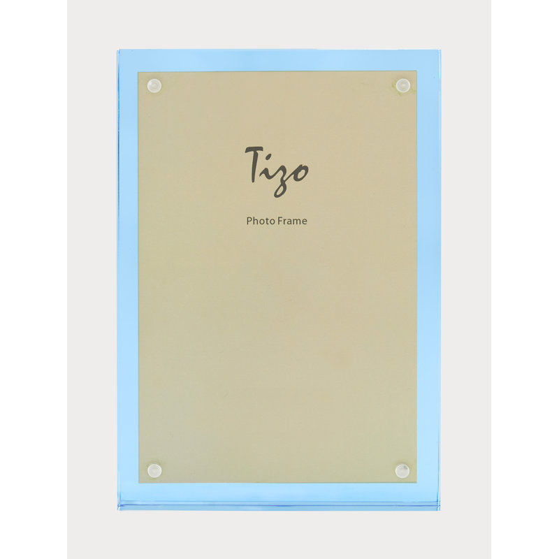 Lucite Frame W/Orange Back 4X6, Blue, 8" W x 10" H