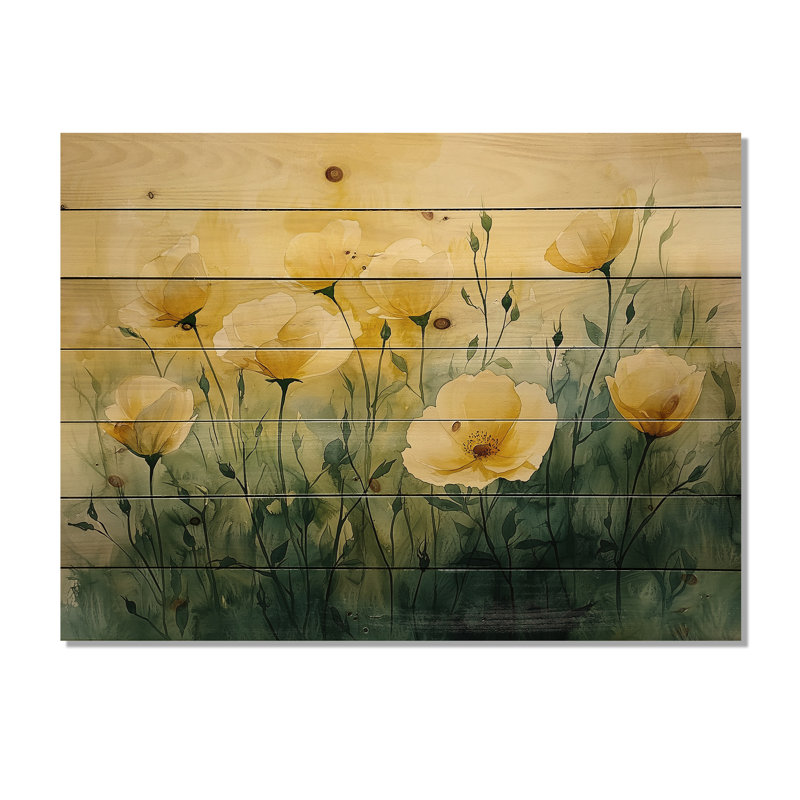 Dahlia Flower Summer Horizons III - Dahlia Wood Wall Decor - On Natural Pine Wood, 10" H x 20" W x 0.78" D