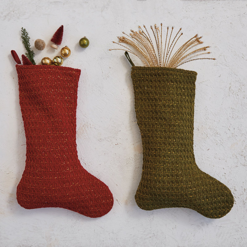 Chaussette de Noël en mélange de coton, Vert