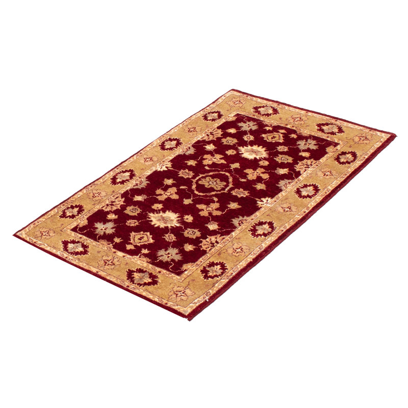 Tapis rouge foncé 3 pi 0 po x 5 pi 1 po Peshawar Oushak