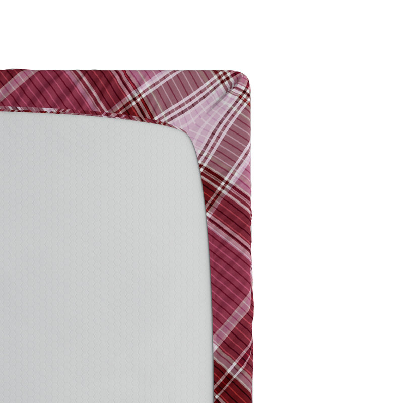 Microfiber Plaid Fitted Sheet, Twin XL Fitted Sheet, Red/Pink Plaid 8