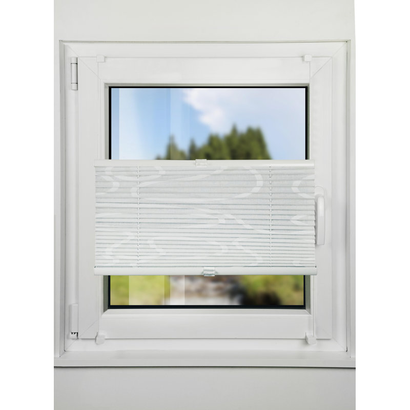 Life Klemmfix Room Darkening Pleated Blind, 130cm L x 120cm W, White/White