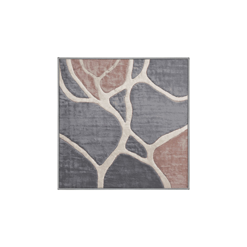 Tapis gris soyeux et moelleux, Carré 5 pi