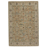 Sarah Hand-Knotted Wool Green Beige Area Rug