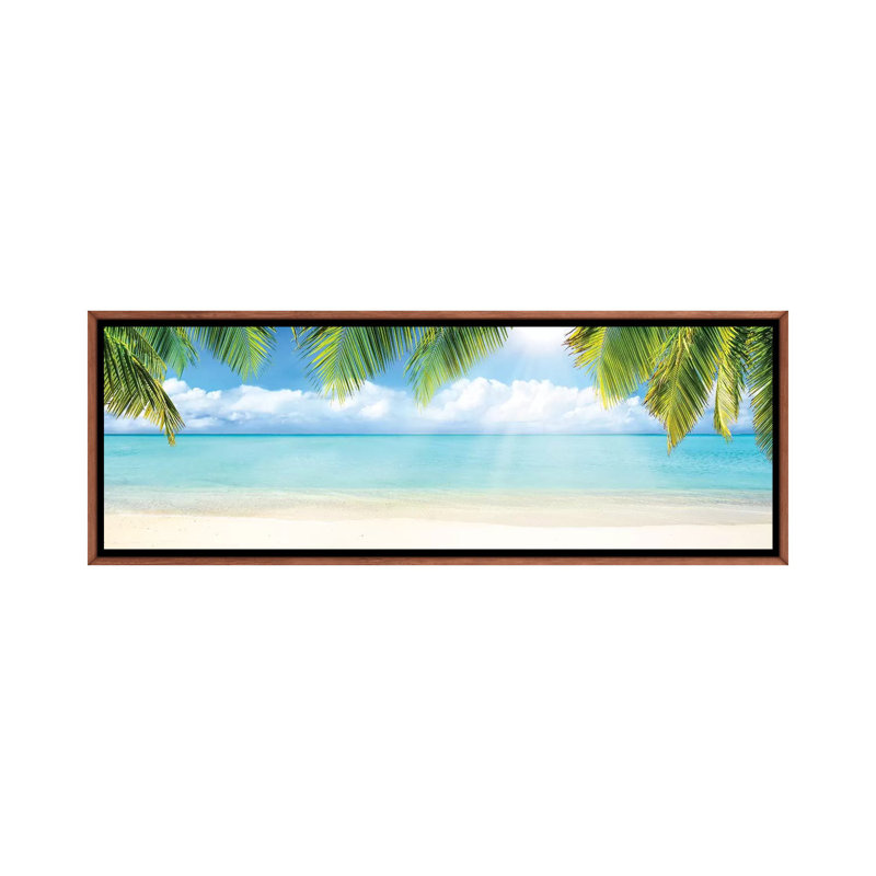 Reproduction de photo panoramique sur la plage tropicale avec sable blanc et turquoise, H 16 po x l 48 po x 1,5 po