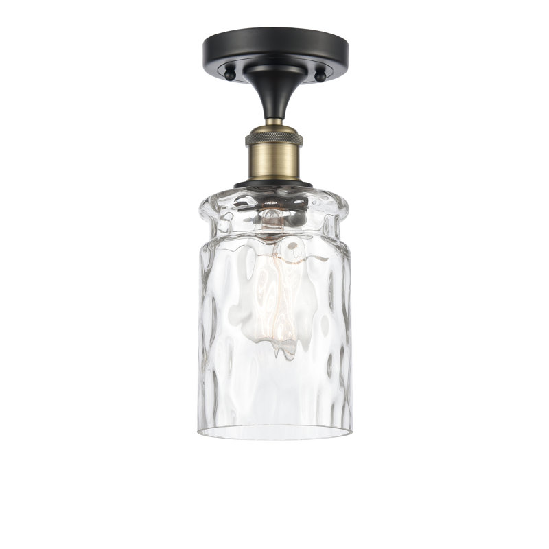 Binkley Glass Semi Flush Mount, No Bulb Included, Clear, Black Antique Brass