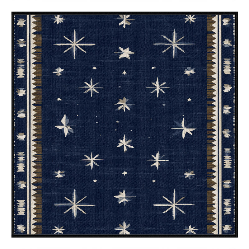 Washable Sunburst Horizon Southwestern Area Rug, Square 8'