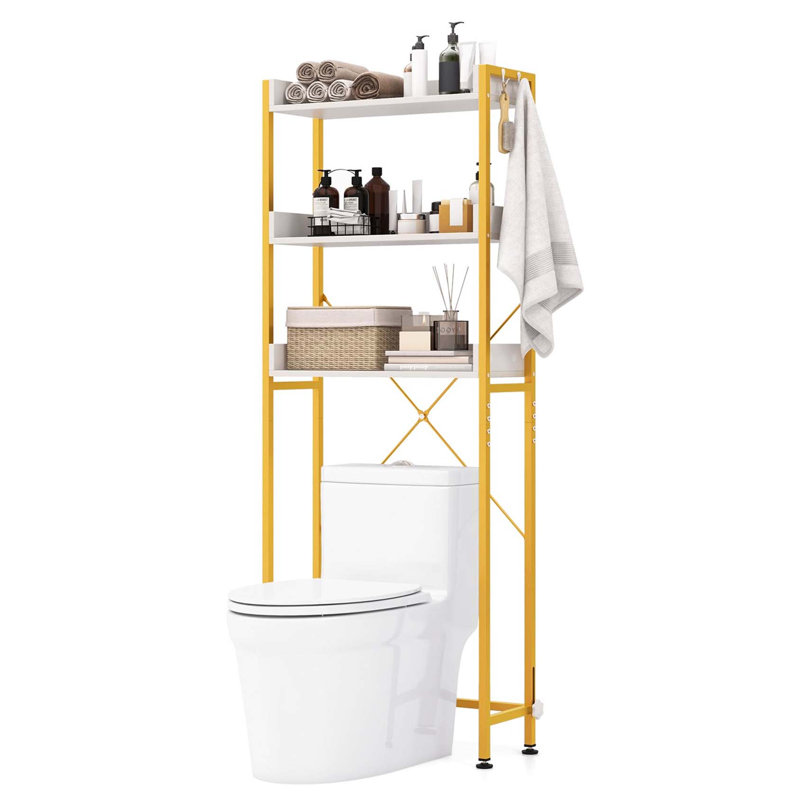 Compact Bathroom Cabinet Over The Toilet Storage, Gold/White