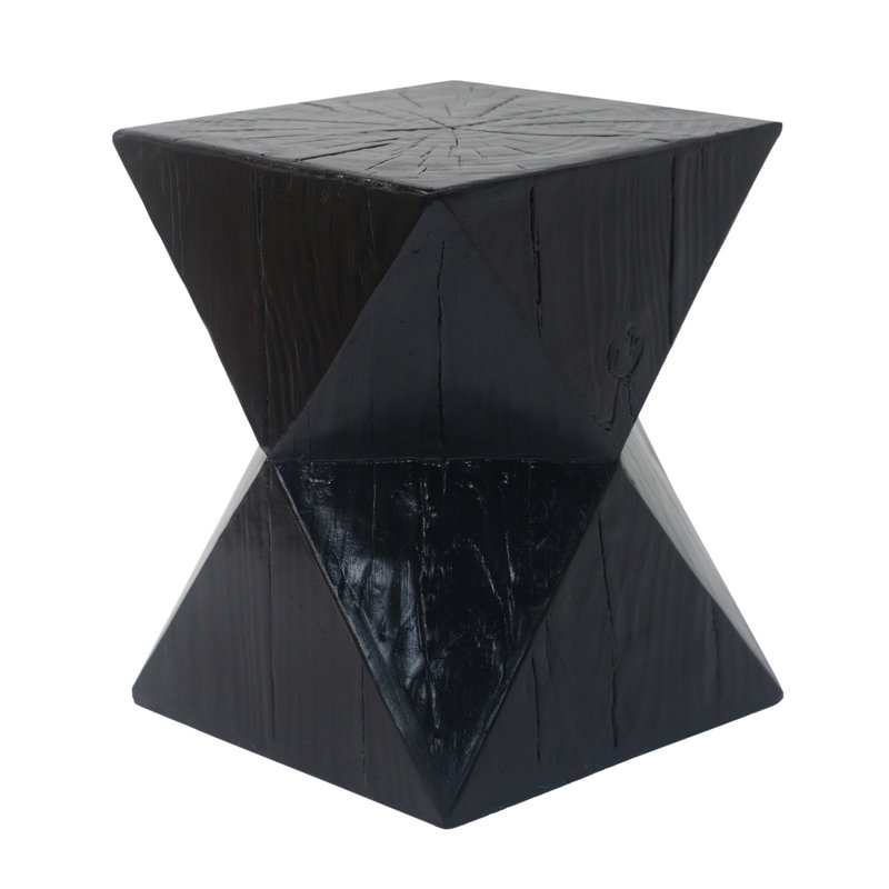 Mango Wood Round End Table, Black