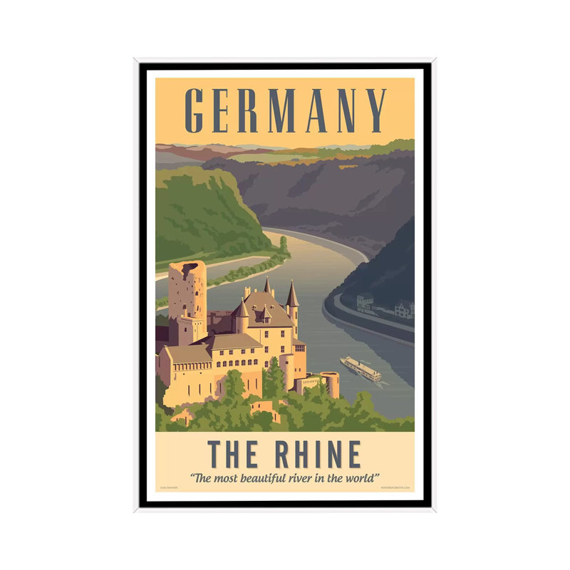 Germany Travel Poster by Jim Zahniser - Graphic Art, No Mat, 26" H x 18" W x 1.5" D, White Framed Canvas