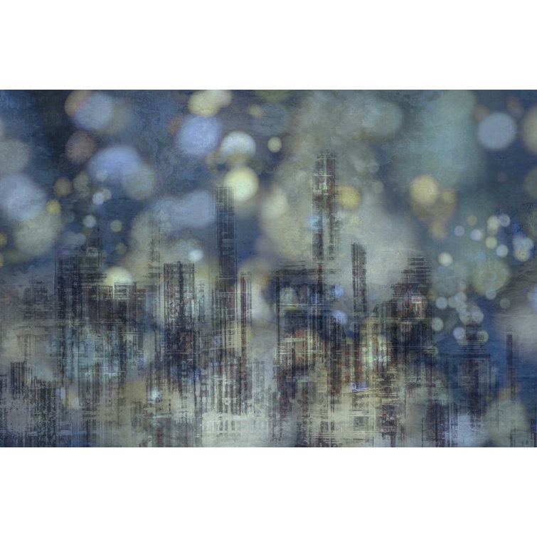 Ebern Designs Darvil Blue Speckled City On Canvas by Norm Stelfox Print ...