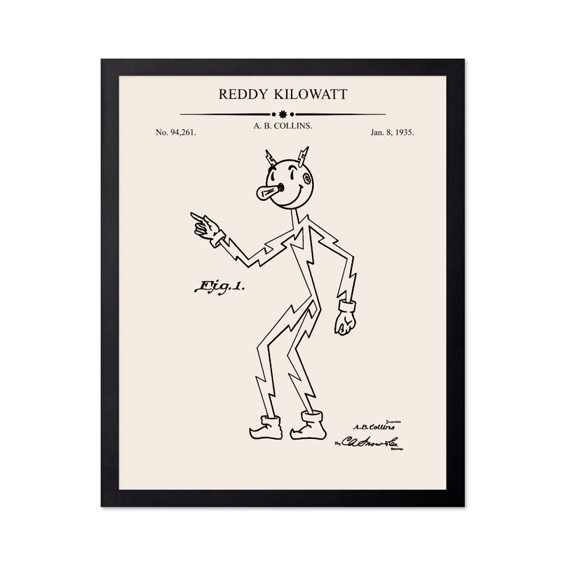 Reddy Kilowatt Blueprint, Unframed, Poster, 11"H x 14"W