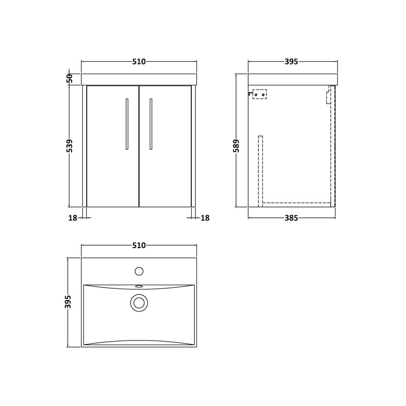 Juno 500mm Single Bathroom Vanity with Integrated Vitreous China Basin, Autumn Oak