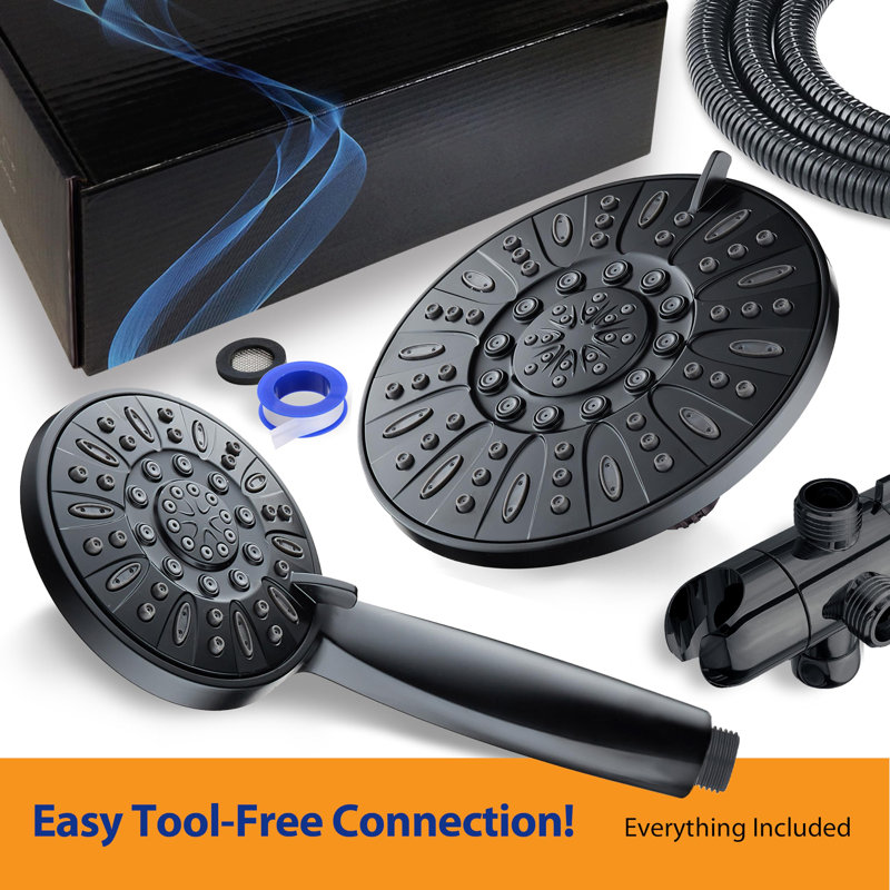 7" Premium High Pressure 3-Way Rainfall Combo, Matte Black
