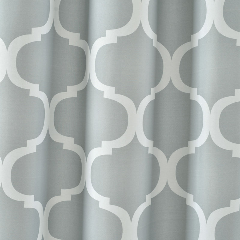 Light Gray Geometric Trellis Fabric Shower Curtain