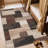 Retro Block Geometry Rug for Living Room, Low Pile Throw Rugs with Rubber Backing, Performance Rug for Bedroom, Dining Room, Retro Rug for Home Decor, Washable Indoor Outdoor Rugs, Ideal For High Traffic Areas