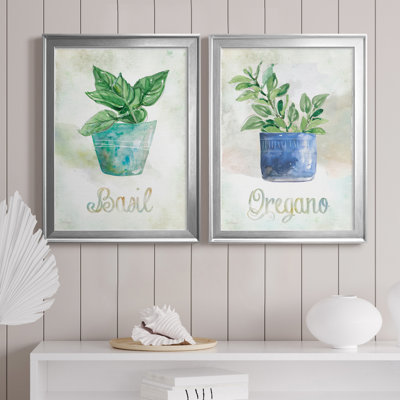 Basilic en pot - Ensemble de 2 peintures sur toiles