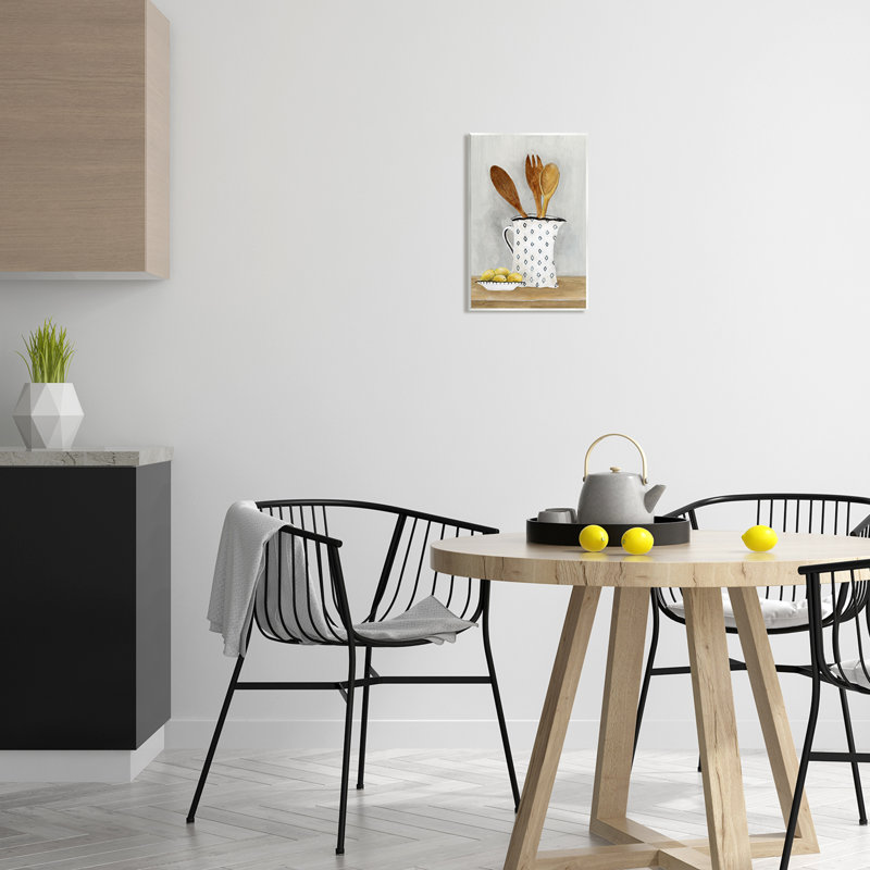 «Lemons & Utensils Kitchen» par Janet Tava - peinture à cadre flottant, H 15 po x l 10 po x P 0,5 po, Unframed