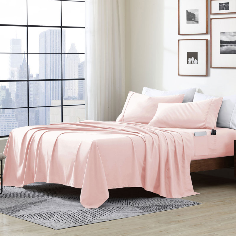 Ensemble de draps 4 pièces Swift Home Smart, Ensemble de draps pour taille de lit simple TG, Rosé