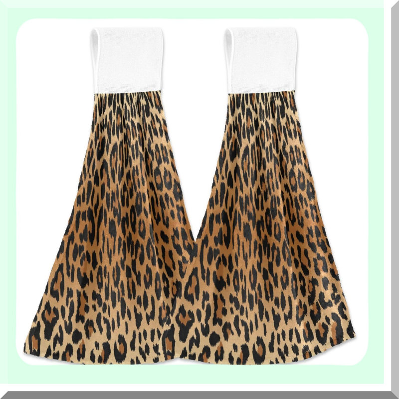 Vibrant Leopard Print Hand Towels - Soft, Fast Absorbent, Hanging Loops, Set of 2, 12x17In for Kitchen & Bathroom
