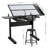 hand crank adjustable drafting table drawing desk with 2 metal drawers (BLACK)WITH STOOL-1941172682