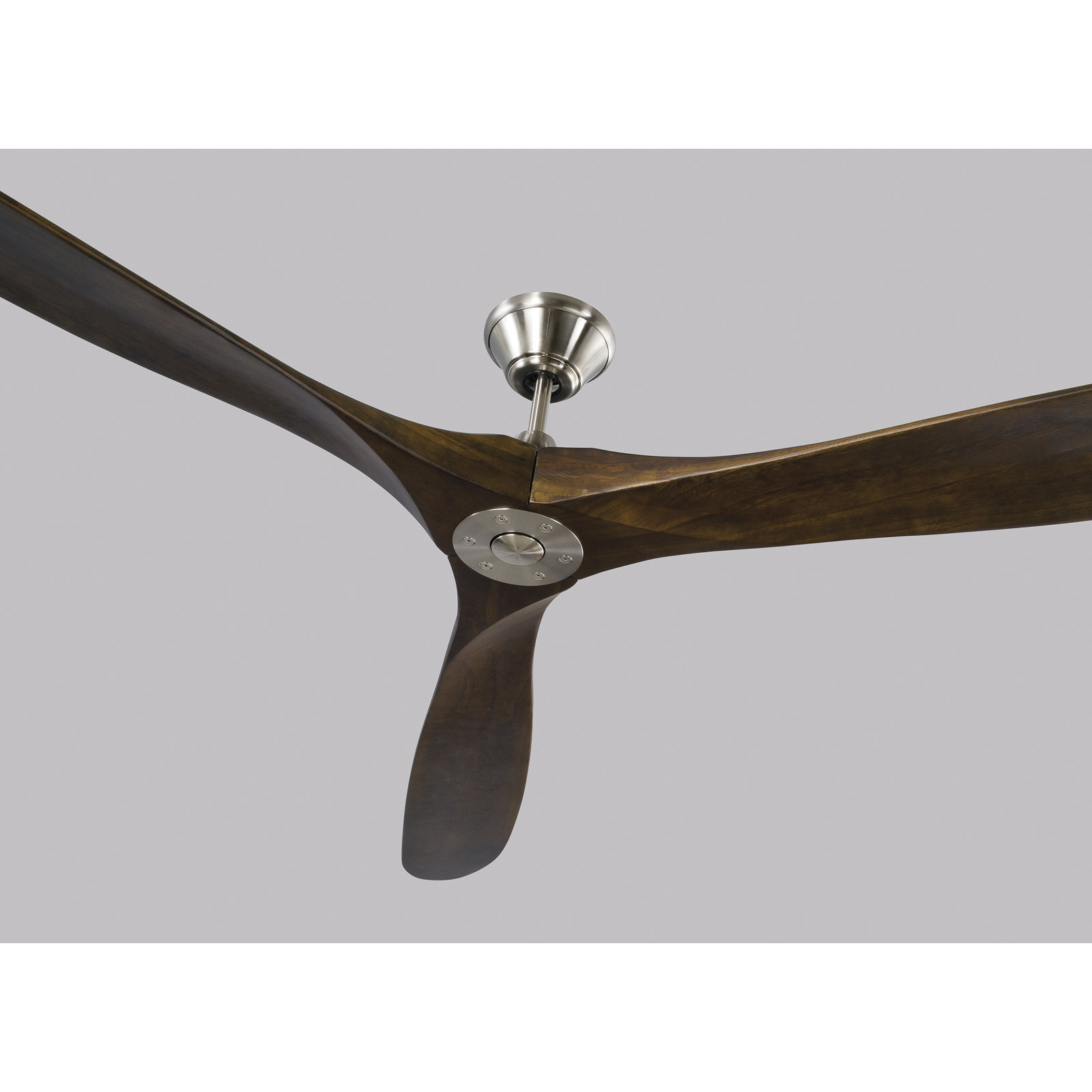 Obsidian 3 Blade Ceiling Fan, Brushed Steel with Dark Walnut Blades, 88 inches