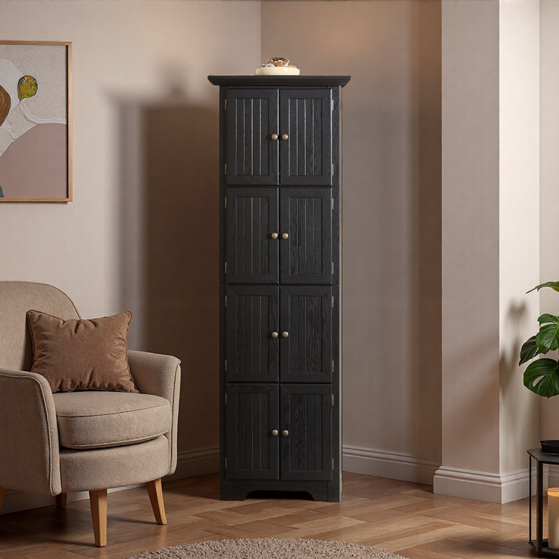 4-Tier 72" Corner Kitchen Pantry Storage Cabinet With 8 Doors Tall Storage Cabinet, Corner Cabinet And Shelves, Home Farmhouse Bookshelf Cabinet For Bathroom, Living Room