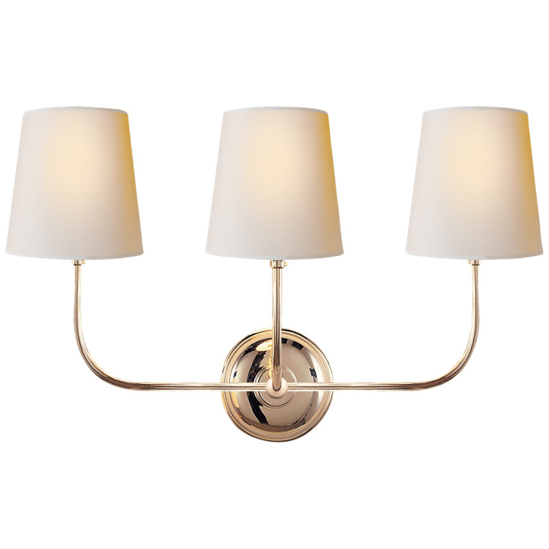 Thomas O'Brien Vendome 3 - Light Armed Sconce, Polished Nickel, Fabric
