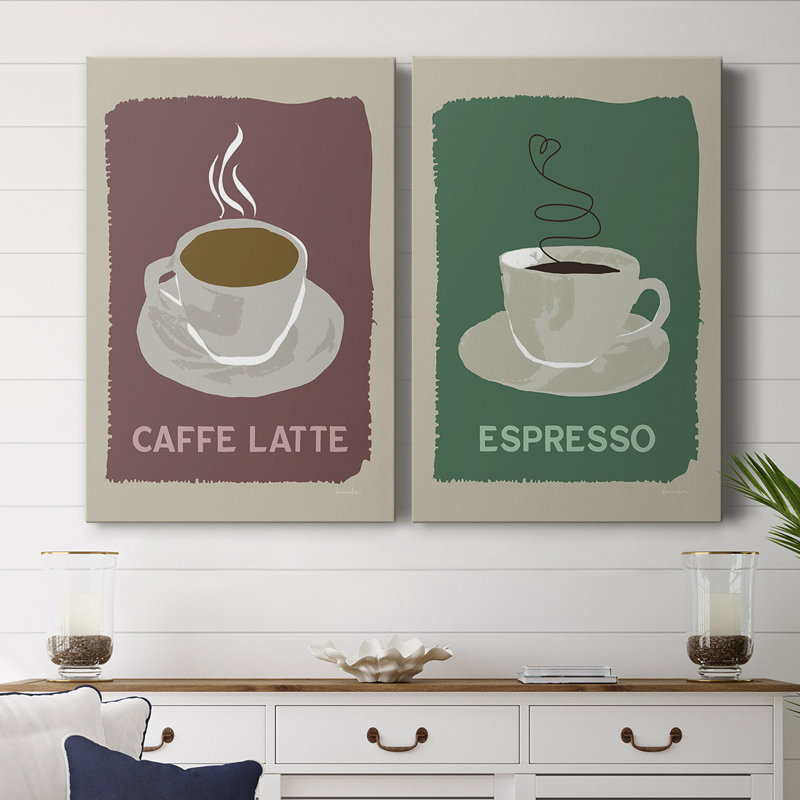 Modern Coffee III - Toile tendue avec châssis de qualité supérieure - Prêt à accrocher, H 48 po x l 64 po
