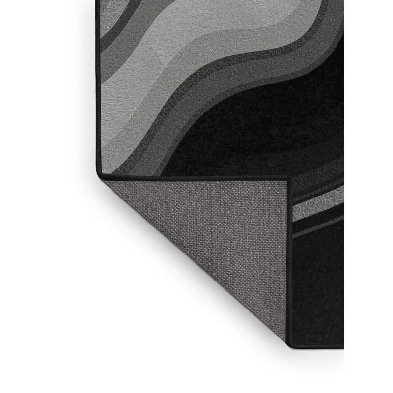 Tapis ombré doux et moelleux moderne et contemporain en gris - reliure noire, 3x5