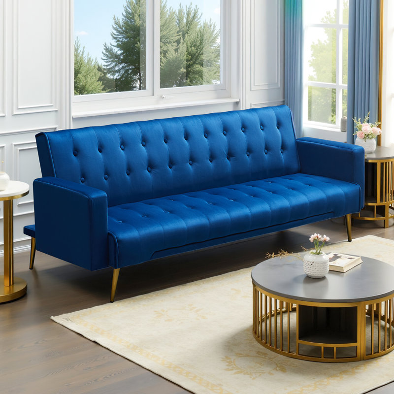 Canapé-lit convertible Modern, Velours bleu