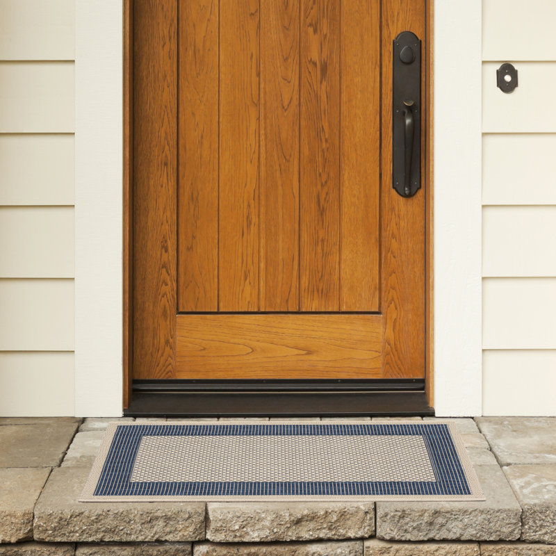 Tirrelle Beige/Navy Indoor/Outdoor Area Rug, Rectangle 2' x 3'7"