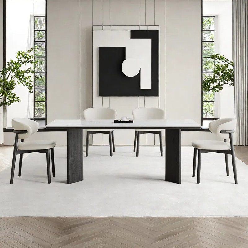 Ensemble de table à manger et de chaises moderne et simple en pierre, H 29,52 po x L 62,99 po x l 35,43 po