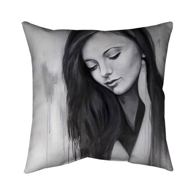 Realistic woman portrait - 16"x16" Throw pillow - Poly twill - Print on demand