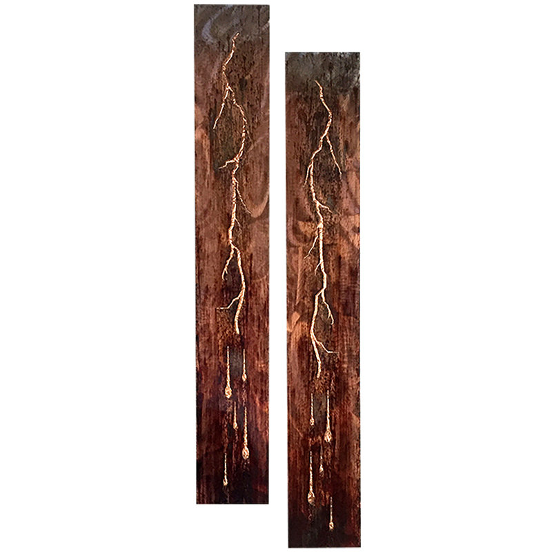 Meyerdirk Art, ensemble d'art mural contemporain en foudre, cuivre, Cuivre