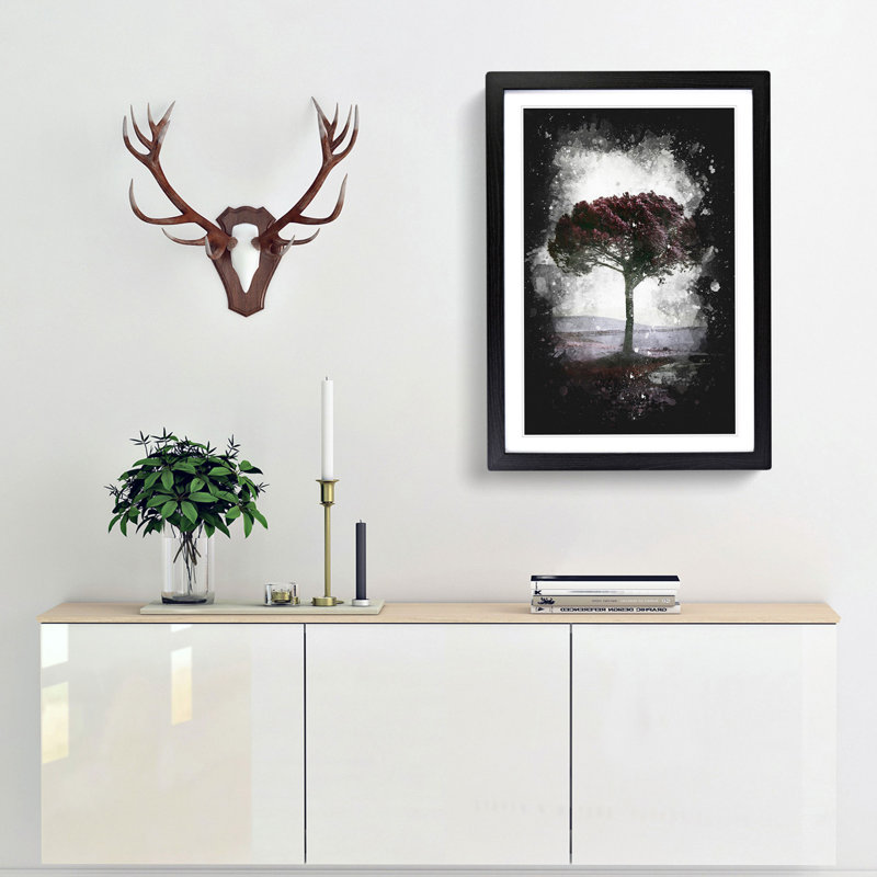 Tree in Tuscany Italy - Framed Print, 45cm H x 33cm W x 2cm D, Black Framed