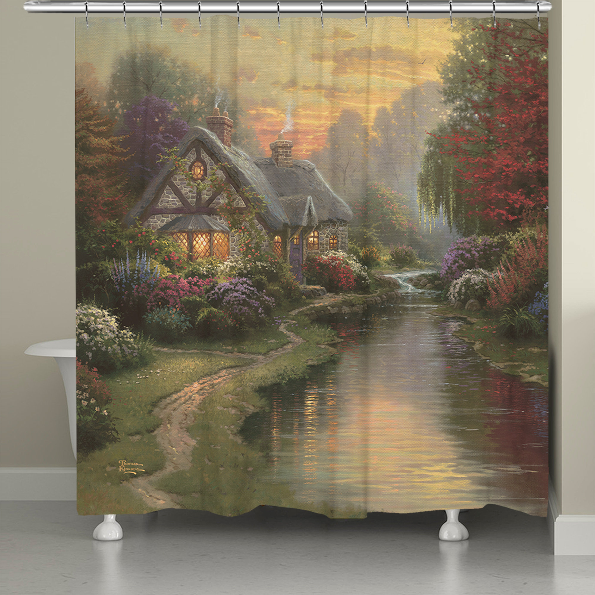 Thomas Kinkade Studios Thomas Kinkade A Quiet Evening Shower Curtain ...