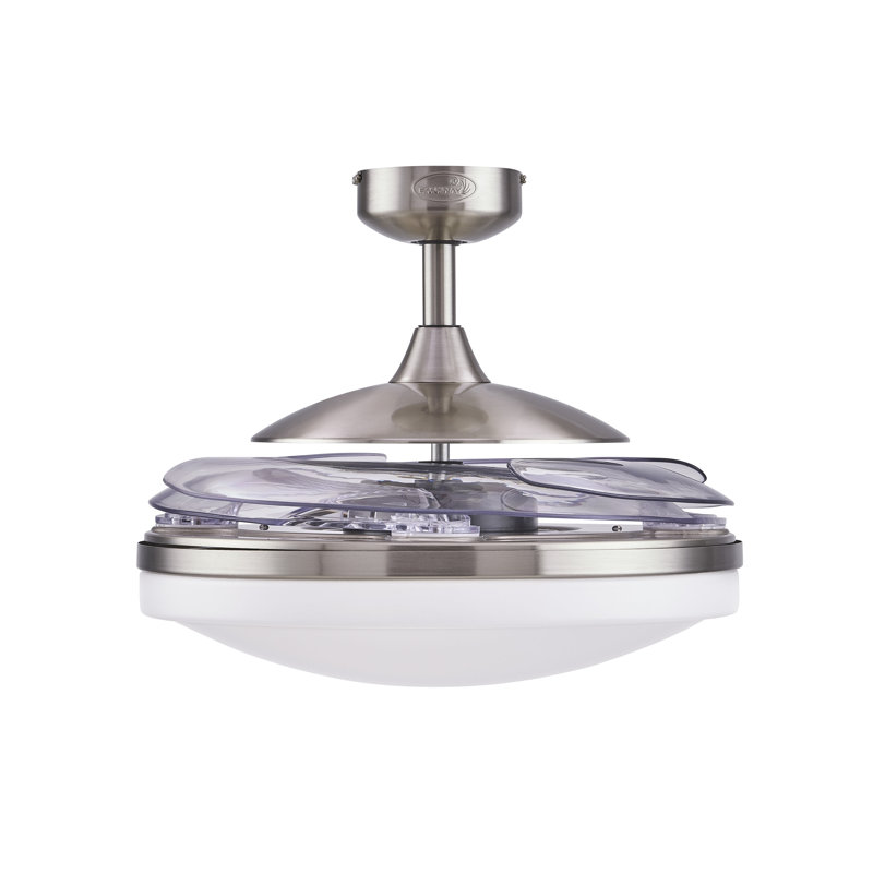 Adilene 122cm Ceiling Fan with Light Kit, White with Brushed Chrome Blades