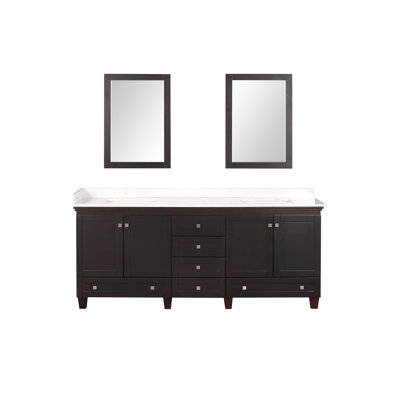 80" Double Sink Bathroom Vanity-Brown,With Mirror