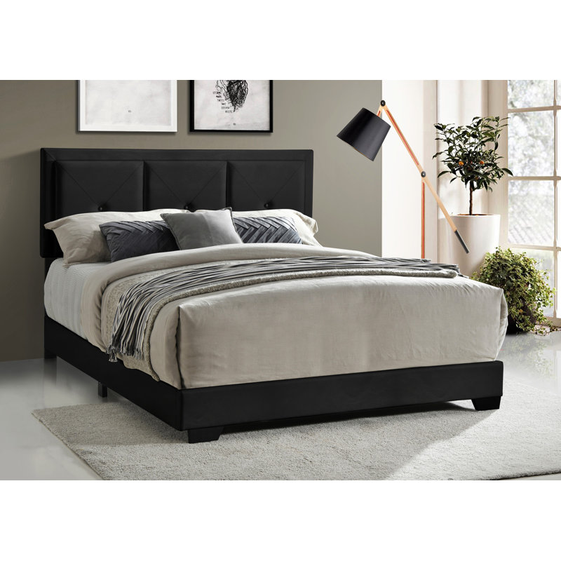 Smaro Vegan Leather Platform Bed, Black